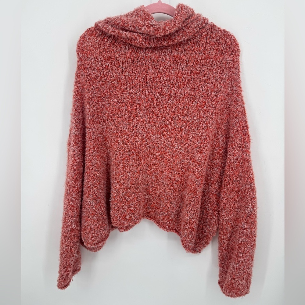 Free People Women's BFF Cowl Neck Textured Sweater In Scarlet Flame Size Medium - Picture 6 of 14